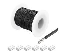 QUARKZMAN 131Ft(40M) Câble en Acier Inoxydable 304 Câble 1/32" (0,8 mm) Revêtu de Vinyle avec 6Pcs Manchons en Aluminium pour Suspendre, Cordes à Linge, Levage, Noir