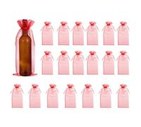 QUARKZMAN 14.5 x 5.5 Inch Sacs À bordeaux En Organza, 20Pcs Sacs À Cordon Pour Bouteilles En Organza Transparent Pour Emballage De bordeaux Pour Anniversaire Noël Mariage Fêtes, Rouge Vif