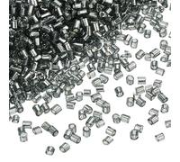 QUARKZMAN 1400Pcs Perles de Bugle Perles de Rocaille en Verre Tube, 1.5x1.5mm Mini Perles d'Espacement en Verre en Vrac pour Boucles d'Oreilles, Colliers, Bracelets (Gris Argenté)