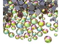 QUARKZMAN 1450 Pcs Strass À Fixation Thermique Strass À Dos Plat Cristal Verre Gemmes Avec Sac Transparent Kit Art Ongle Artisanat Vêtements DIY 5 Tailles (SS6-SS30 Ensemble, Couleur Mixte)