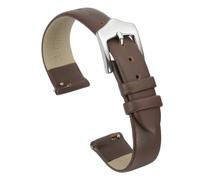 QUARKZMAN 14mm Bracelet De Monture En Cuir Véritable Marron, Bracelet De Monture Plat Fin Élégant À Libération Rapide Avec Boucle En Acier Inoxydable Argenté Pour Femmes