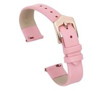QUARKZMAN 14mm Bracelet De Monture En Cuir Véritable Rose, Bracelet De Monture Plat Fin Et Élégant À Fermoir Rapide Avec Boucle En Acier Inoxydable Or Rose Pour Women