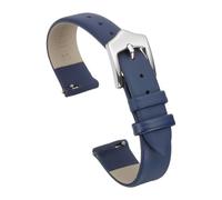 QUARKZMAN 14mm Bracelet Monture En Cuir Véritable Bleu, Bracelet De Monture Plat Fin Élégant À Fermoir Rapide Avec Boucle En Acier Inoxydable Argenté Pour Femmes