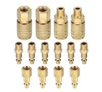 QUARKZMAN 14Pcs 1/4" NPT Kit De Raccordement Et Bouchon D'Air Type M Femelle Male Ensemble De Raccords Et Bouchons Cuivres A Debit Eleve Pour D'Air Outils Pneumatiques