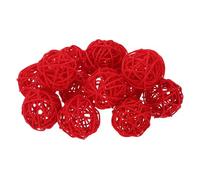 QUARKZMAN 14Pcs Boules En Rotin Rouge Pour Centre De Table 2 Pouces De Diamètre Orbes En Brindilles De Rotin Sphères Décoratives Pour Vase Table À Manger Décoration De Mariage