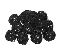 QUARKZMAN 14Pcs Boules Noires En Rotin Pour Centre De Table De Bol 1.2 Pouces De Diamètre Orbes En Brindilles De Rotin Sphères Décoratives Pour Vase