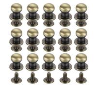 QUARKZMAN 15 Ensembles de Rivets à Tête Sphérique en Laiton, Bouton à Vis de 6 mm de Diamètre pour la Maroquinerie Diy, Couleur Bronze