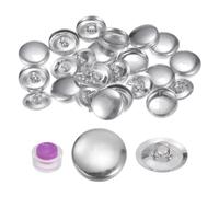 QUARKZMAN 15 Ensembles Kit de Boutons Auto-Couvrants 24L 0.6" 15mm et Dos en Fil Bouton Aluminium Recouvrir Étoffe avec Outils pour Couture Décoration Tissu