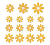 QUARKZMAN 15 Pcs Patches À Repasser Fleur Marguerite, 3 Tailles 6.5/4.5/3cm Mignons Patches Brodés Appliqués Pour Réparation Vêtements Décoration Sac À Dos Chaussures, Jaune-Blanc