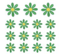 QUARKZMAN 15 Pcs Patches A Repasser Fleur Marguerite, 4.5cm Mignons Patches Brodés Appliqués Pour Réparation Vêtements Sac À Dos Chaussures Décoration, Vert