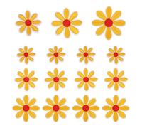 QUARKZMAN 15 Pcs Patchs ThermoCollants Fleur Marguerite, 3 Tailles 6.5/4.5/3cm Mignons Patchs Brodés Appliques pour Réparation Vêtements Sac à Dos Chaussures Décoration, Jaune