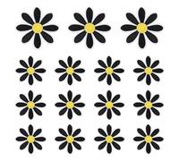 QUARKZMAN 15 Pcs Patchs ThermoCollants Fleur Marguerite, 4.5cm Mignons Patchs Brodés Appliqués Pour Réparation Vêtements Sac à Dos Chaussures Décoration, Noir