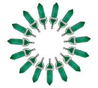 QUARKZMAN 15 Pcs Pendentail Hexagonale En Cristal, Pointes De Quartz Pierre Naturelle Pendentail Gemme Perles De Collier Bijoux Quartz Pour Femmes Fabrication De Bijoux DIY, Vert