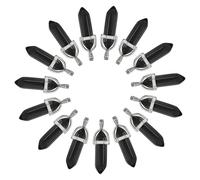 QUARKZMAN 15 Pcs Pendentif Cristal Hexagonal, Quartz Point Pierre Naturelle Pendentif Gemme Perles Collier Bijoux Quartz pour Femmes Collier Fabrication Bijoux DIY, Noir