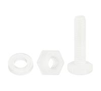 QUARKZMAN 150 Pcs/50 Ensembles Boulons Hexagonaux Nylon, M3 x 12mm Vis À Tête Hexagonale Plastique Filetées Complètement Avec Écrous Et Rondelles Plates Pour Accessoires, Blanc