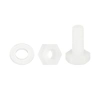QUARKZMAN 150 Pcs/50 Ensembles Boulons Hexagonaux Nylon, M4 x 10mm Vis À Tête Hexagonale Plastique Filetées Complètes Et Écrous Avec Rondelles Plates Pour Accessoiress, Blanc