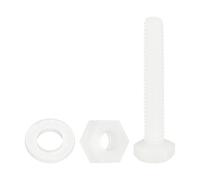 QUARKZMAN 150 Pcs/50 Ensembles Boulons Hexagonaux Nylon, M4 x 25mm Vis À Tête Hexagonale Plastique Filetées Complètes Et Écrous Avec Rondelles Plates Pour Accessoires, Blanc