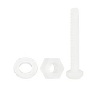 QUARKZMAN 150 Pcs/50 Ensembles Boulons Hexagonaux Nylon, M4 x 30mm Vis À Tête Hexagonale Plastique Filetage Complet Et Écrous Avec Rondelles Plates Pour Accessoires, Blanc
