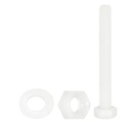 QUARKZMAN 150 Pcs/50 Ensembles Vis Hexagonales Nylon, M5 x 40mm Vis À Tête Hexagonale Plastique À Filetage Complet Et Écrous Avec Rondelles Plates Pour Accessoires, Blanc