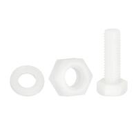QUARKZMAN 150 Pcs/50 Sets Boulons Hexagonaux Nylon, M8 x 25mm Vis À Tête Hexagonale Plastique Filetées Entièrement Avec Écrous Et Rondelles Plates Pour Accessoires, Blanc