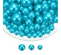 QUARKZMAN 150 Perles En Nacré Pour Remplissage De Vase, 20/14/10mm Fausses Perles Flottantes Sans Trou Pour Bougies, Centre De Table, Décoration De Mariage Et Maison (Bleu Lac)
