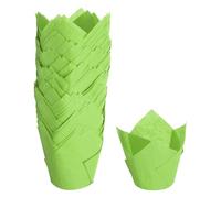 QUARKZMAN 150 pièces Caissettes de Cuisson en Tulipe. matrice à Cupcakes/Muffins en Papier Anti-Graisse pour Mariages. Anniversaires. Fêtes et Noël (8x5 cm. Vert)