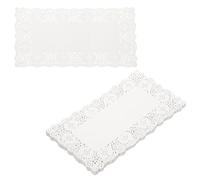 QUARKZMAN 150 pièces de napperons en Papier Dentelle 11,8 x 7,5 Pouces, Blancs, rectangulaires, jetables, nappes décoratives en Papier, Motifs ajourés Floraux, papiers absorbants