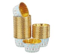 QUARKZMAN 150 Pièces matrice À Muffins En Aluminium Doré 3.5 oz Petits matrice À Pâtisserie Style Bohème Pour Anniversaire Mariage Fête, Bleu/Marron