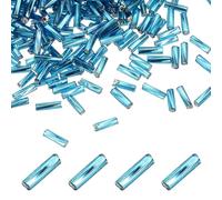 QUARKZMAN 1500 Perles De Verre Allongées En Forme De Bugle, 6x2mm Mini Perles Tubulaires Lâches Pour DIY Boucles D'Oreilles Bracelets Colliers Création De Bijoux Broderie, Bleu Denim