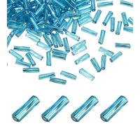 QUARKZMAN 1500Pcs Perles De Verre Bugle Allongées, 6x2mm Mini Perles Tubulaires Lâches Pour DIY Boucles D'Oreilles Bracelets Colliers Création De Bijoux Broderie, Bleu Ciel