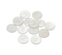 QUARKZMAN 15Pcs Boutons Naturels En Nacre, 2 Trous 18mm Ronds Plats Pour Shirt Coats Suits Jacket Jeans Skirts DIY Couture Artisanat, Blanc