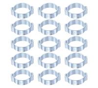 QUARKZMAN 15pcs Double Ear Hose Clamp 22-25 mm Galvanized Steel Silver | Hose Clamp Double Ear O Clips Crimp Rings, pour Fuel Line Pipe Tube Fitting Connections