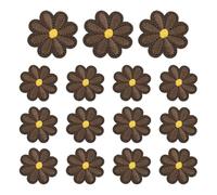 QUARKZMAN 15Pcs Petits Patchs À Repasser Fleur Marguerite, 4cm Mignons Patchs Brodés Appliqués Pour Réparation Vêtements Décoration Sac À Dos Chaussures, Marron