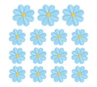 QUARKZMAN 15Pcs Petits Patchs À Repasser Fleur Marguerite, 4cm Mignons Patchs Brodés Pour Réparation Vêtements Sac À Dos Chaussures Décoration, Bleu Clair