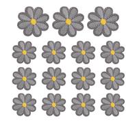 QUARKZMAN 15Pcs Petits Patchs À Repasser Fleur Marguerite, 4cm Patchs Brodés Mignons Pour Réparation Vêtements Sac À Dos Chaussures Décoration, Gris Foncé
