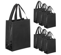 QUARKZMAN 15Pcs Sacs Cadeau Laser Avec Poignées En Gros, 3.9" x 7.9" x 10.2" Sacs Cadeau Non Tissés Avec Finition Brillante Réutilisables Pour Anniversaire, Mariage, Noël, Fêtes, Noir