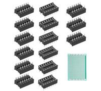QUARKZMAN 15Pcs Socle DIP Pour Circuit Imprimé 500V Pas De 2.54mm | 14 Broches Plates Avec Plaque À Circuit Simple Face Étain Pour Breadboard PCB Board Chip
