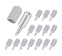 QUARKZMAN 15Pcs Supports, Cheville 7mm Avec Manchon Anti-Dérapant En Silicone, Vis Auto-Taraudeuse Métallique Pour SupportDe Cuisine Bibliothèque (Gris)