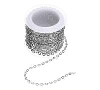 QUARKZMAN 16,4 Pieds/5 Mètre Chaîne Curb En Acier Inoxydable, 3x0,8mm Chaîne Cuban Link, Maillons Plats Chaînes Câble Croisé Pour Fournitures DIY De Fabrication De Bijoux, Argent