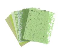 QUARKZMAN 16 Feuilles De Papier À Scrapbooking Texturé, Ensemble Varié De Papier Spécial Et Tissu Maillé Pour Matériaux DIY De Collage, Cartes Et Embellissements De Journal, Vert