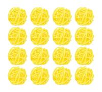 QUARKZMAN 16 pcs Boules en Rotin Tressé de 3 cm Décoratives pour Vase, Mariage, Centre de Table, Décoration Maison Jaune