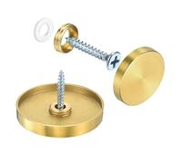 QUARKZMAN 16 Pcs Cache Vis Miroir, 304 Vis en Acier Inoxydable Capuchons Décoratifs Clous de Couverture, Vis Miroir Fixations pour Panneaux de Signalisation Publicité, Diamètre 40mm, Or