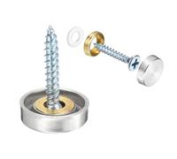 QUARKZMAN 16 Pcs Cache Vis Miroir, 304 Vis en Acier Inoxydable Capuchons Décoratifs Clous de Couverture, Vis Miroir Fixations pour Panneaux Signalisation Publicité, Diamètre 16mm, Argent