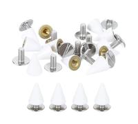 QUARKZMAN 16 Sets Spikes and Studs Kit, 7mm Cone Spikes Punk Rock Rivets Screw Back Studs Screw Rapid Rivet Screws pour DIY Leather Craft Belt Bags Shoes Accessories, White