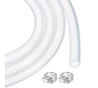 QUARKZMAN 16ft Tuyau En Caoutchouc De Silicone Transparent 5mm x 10mm Tube En Plastique Flexible Pour Brassage, Vinification, Pompe A Siphon, 3/16" ID 3/8" OD, Avec 2pcs Colliers