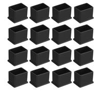 QUARKZMAN 16Pcs Embouts de Pieds de Chaise Carrés en PVC, 30mm x 20mm OD, Noirs, Protections de Pieds de Meubles pour Table, Capuchons de Pieds de Chaise, Protège-Sols pour Table de Patio,