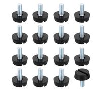 QUARKZMAN 16Pcs Pieds De Meuble À Filetage M6, 21x15mm Pieds De Table Réglables, Glissières De Meuble À Visser pour Pieds De Chaise Et Tabouret, Noir