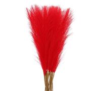 QUARKZMAN 18Pcs Brins d'herbe de Pampa Artificielle, 55 cm, Décoration Fluffy Fausse Herbe de Pampa pour Salon, Fête, Mur, Vase, Mariage, Rouge