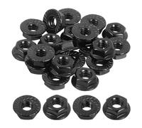 QUARKZMAN 1Écrous à Embase Hexagonale Crantée 1/4-20, 20 Pièces en Acier Inoxydable 304, Écrou à Embase Hexagonale Antidérapant, Filetage Complet, Finition Brillante, Noir,