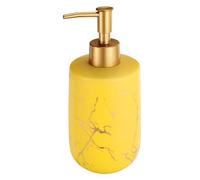 QUARKZMAN 1pcs 12,5 Oz Savon Distributeur Main et Plat Savon Distributeur Détergent Lotion Distributeur avec Pompe pour Cuisine Déco Lavabo Salle Bain Marbre Motif Mat Jaune